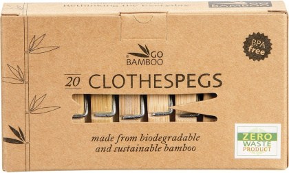 Go Bamboo Clothes Pegs Biodegradable Bamboo 20pk