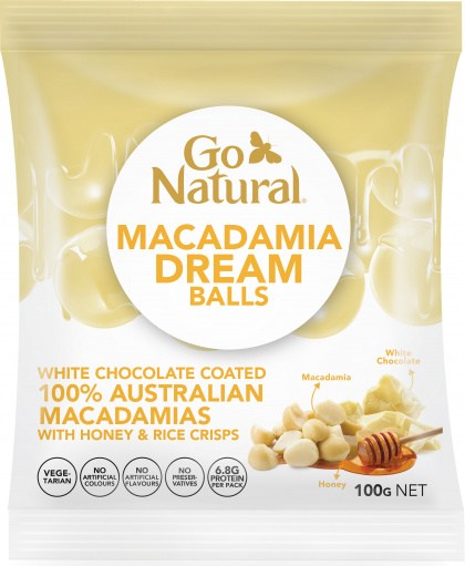 Go Natural Macadamia Dream Balls White Choc 100g