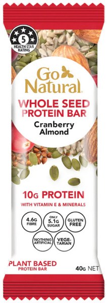 Go Natural Whole Seed Protein Bar Cranberry Almond 16x40g