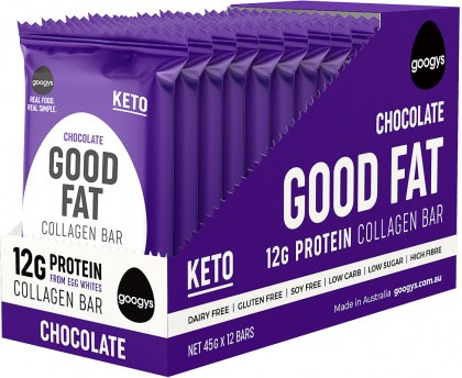 Googys Good Fat Keto Chocolate Collagen Bars  12x45g
