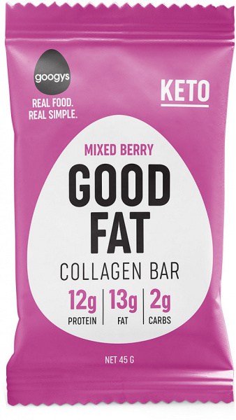 Googys Good Fat Keto Mixed Berry Collagen Bars  45g