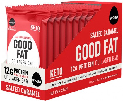 Googys Good Fat Keto Salted Caramel Collagen Bars  12x45g
