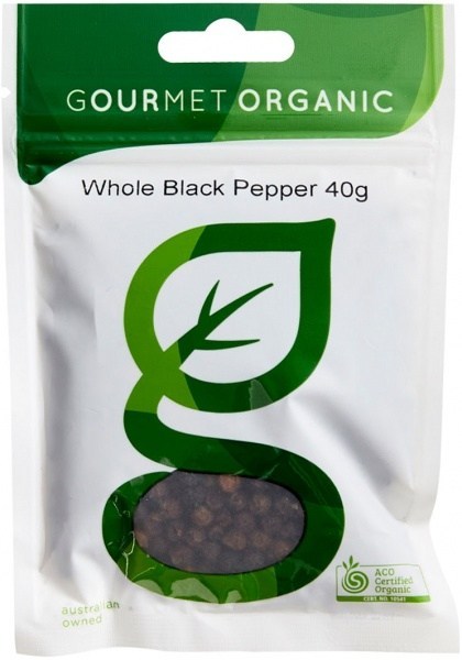 Gourmet Organic Pepper Black Whole 40g Sachet x 1