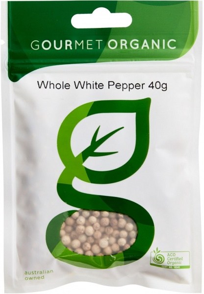 Gourmet Organic Pepper White Whole 40g Sachet x 1