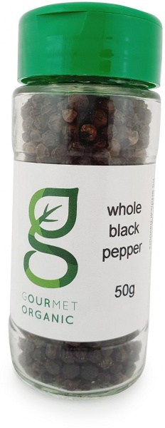 Gourmet Organic Whole Black Pepper Shaker 50g