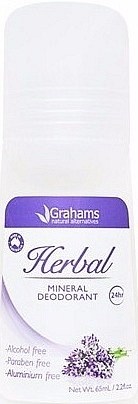 Grahams Herbal Mineral Deodorant Roll On 65ml
