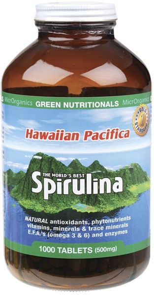 Green Nutritionals Hawaiian Pacifica Spirulina Tablets 500mg 1000 Tabs