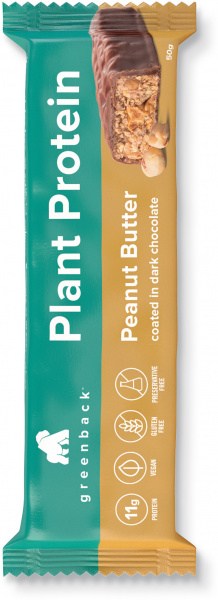 Greenback Plant Protein Peanut Butter Coated in Dark Chocolate Bar 12x50g