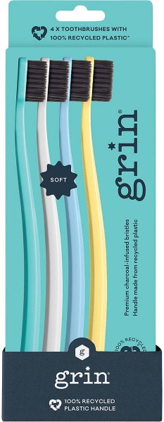 Grin 100% Recycled Toothbrush Soft Summer 8x4pk