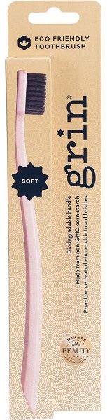 Grin Biodegradable Toothbrush Soft Rose Pink x8