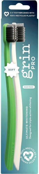 Grin Pro Ultimate Whitening Toothbrush Soft White, Green 8x2pk