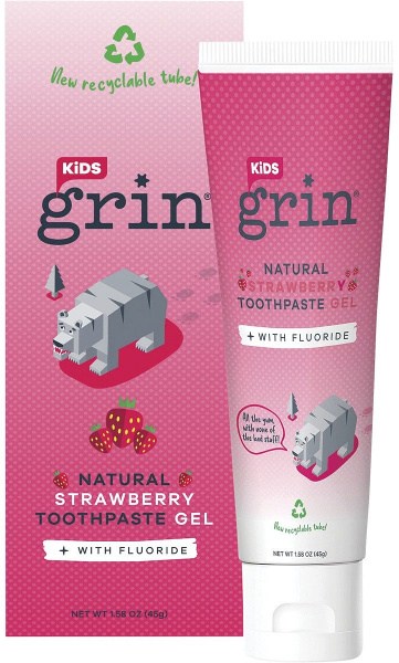 Grin Toothpaste Kids Strawberry Gel with Fluoride 45g