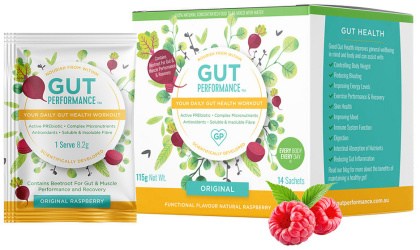 GUT PERFORMANCE (Your Daily Gut Health Workout) Original Raspberry Flavour Sachets 8.2g x 14 Pack
