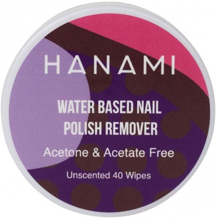 HANAMI Nail Polish Remover Water Based Wipes Unscented 40 Pack