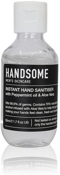 Handsome Men's Organic Skincare Hand Sanitiser Cap Bottle 50ml OCT23