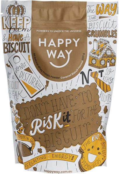 Happy Way Whey Protein Powder Caramel Biscuit 500g