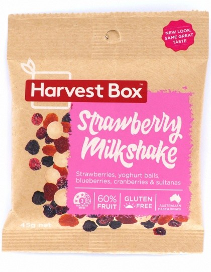 Harvest Box Stawberry Milkshake, Dried Fruit & Yoghurt Balls G/F 45g NOV22