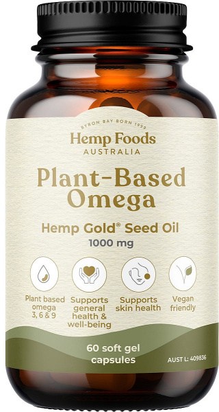 Hemp Foods Australia Plant-Based Omega with Hemp Gold Seed Oil 60 Caps