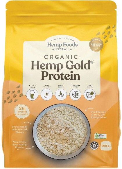 Hemp Foods Australia Organic Hemp Gold Protein Contains Omega 3, 6 & 9 900g