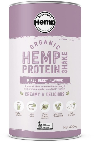 Hemp Foods Australia Organic Hemp Protein Shake Mixed Berry 420g
