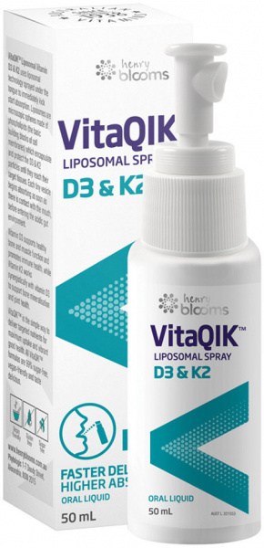 HENRY BLOOMS VITAQIK Liposomal Spray D3 & K2 Oral Liquid 50ml