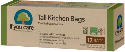 If You Care Recycled Tall Kitchen Bags 12Bags (13 Gallons) w/Drawstrings