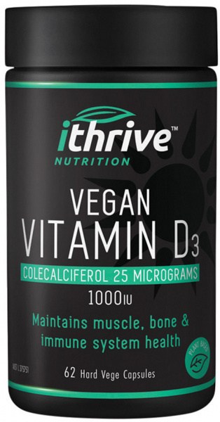 iTHRIVE NUTRITION Vegan Vitamin D3 1000IU 62c