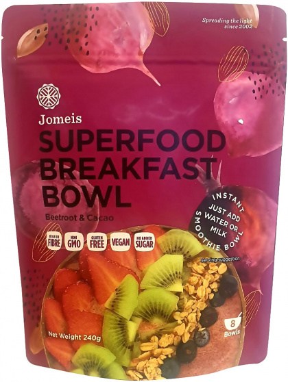 Jomeis Superfood Breakfast Bowl Beetroot & Cacao Powder G/F 240g OCT22