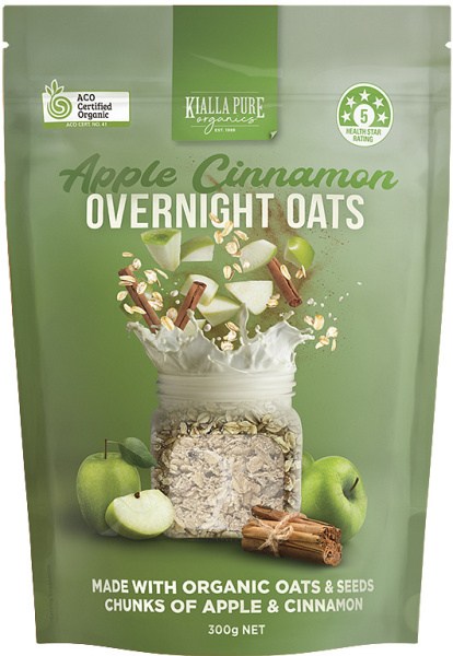 Kialla Organic Overnight Oats Apple Cinnamon Pouch 300g