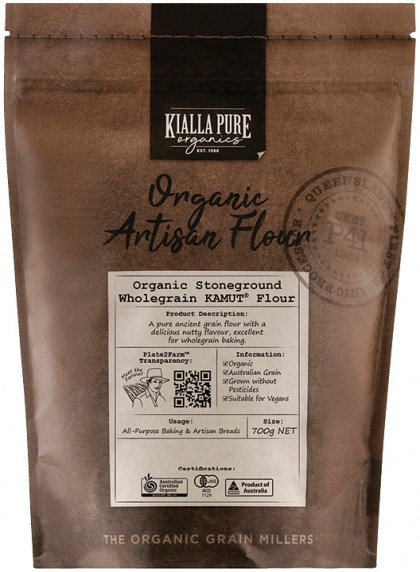 Kialla Pure Organics Organic Stoneground Wholegrain KAMUT Flour 700g
