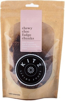 Kitz Living Foods Organic Chewy Choc Fudge Chunks G/F 150g NOV22