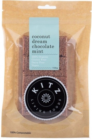 Kitz Living Foods Organic Coconut Dream Chocolate Mint G/F 150g AUG22