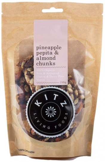 Kitz Living Foods Organic Pineapple Pepita & Almond Chunks  150g
