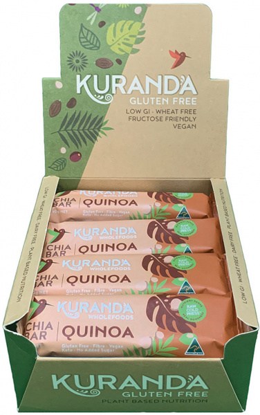 KURANDA WHOLEFOODS Gluten Free Chia Bars Chia & Quinoa 40g x 16 Display