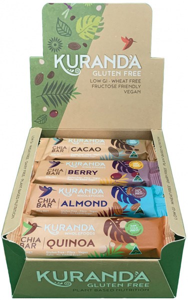 KURANDA WHOLEFOODS Gluten Free Chia Bars Mixed 40g x 16 Display (contains: 4 of each flavour)