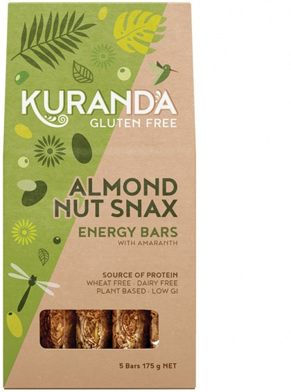 KURANDA WHOLEFOODS Gluten Free Energy Bars Almond Nut Snax 35g x 5 Pack