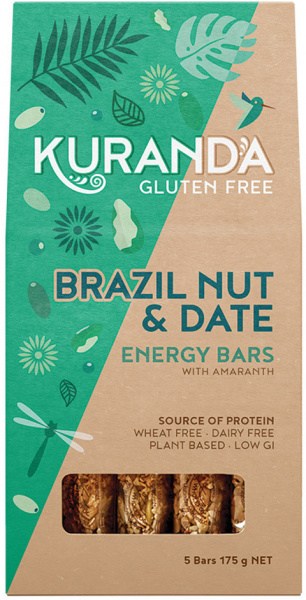 KURANDA WHOLEFOODS Gluten Free Energy Bars Brazil Nut & Date 35g x 5 Pack
