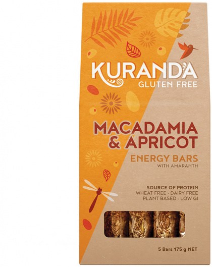 KURANDA WHOLEFOODS Gluten Free Energy Bars Macadamia & Apricot 35g x 5 Pack