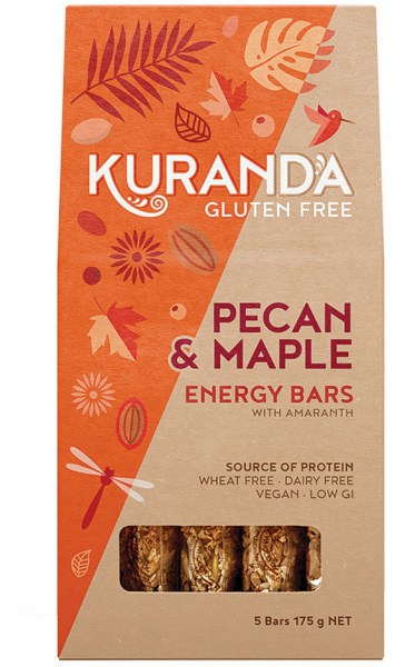 KURANDA WHOLEFOODS Gluten Free Energy Bars Pecan & Maple 35g x 5 Pack