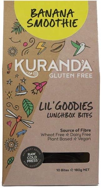 KURANDA WHOLEFOODS Gluten Free Lil' Goodies Lunchbox Bites Banana Smoothie 18g x 10 Pack