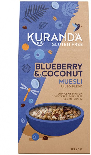 KURANDA WHOLEFOODS Gluten Free Muesli Blueberry & Coconut (Paleo Blend) 350g