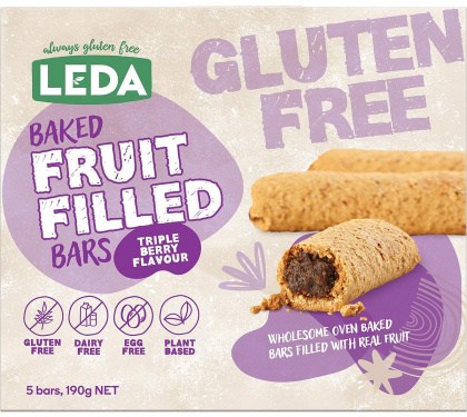 Leda Nutrition Baked Fruit Filled Bars Triple Berry Multipack 6x190g