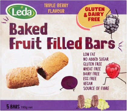 Leda Baked Fruit Filled Bars Triple Berry (5Bars) 190g