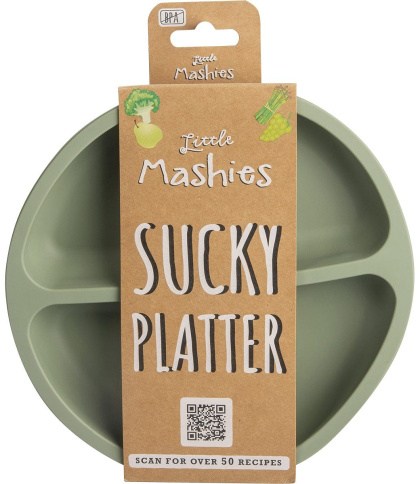 Little Mashies Silicone Sucky Platter Plate Olive  