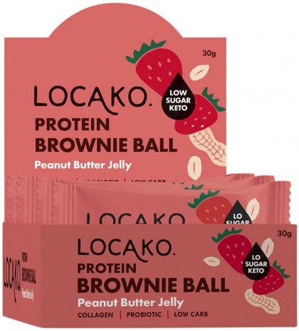 LOCAKO Protein Brownie Ball Peanut Butter Jelly 30g x 10 Display