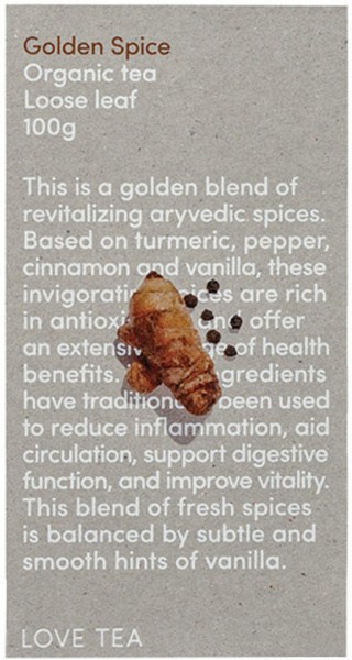 LOVE TEA Organic Golden Spice Tea Loose Leaf (Powdered Spice Blend) 100g