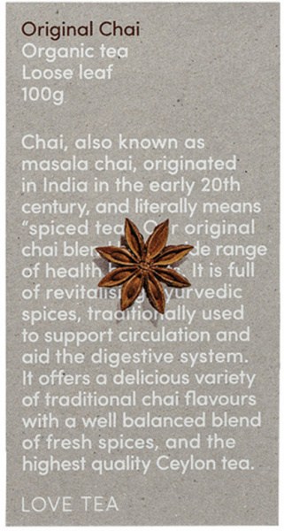 LOVE TEA Organic Original Chai Tea Loose Leaf 100g