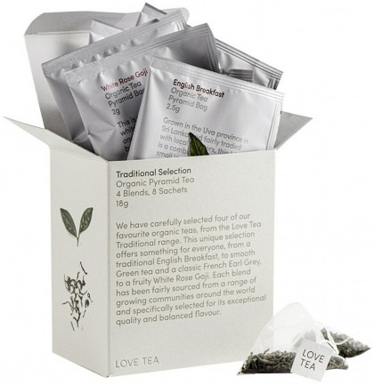 LOVE TEA Organic Traditional Tea Selection x 8 Pyramids
