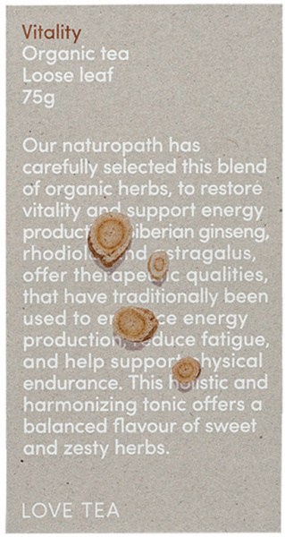 LOVE TEA Organic Vitality Tea Loose Leaf 75g