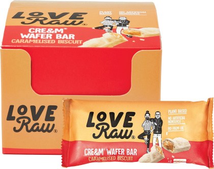 Loveraw Cre&m Wafer Bar Caramelised Biscuit 12x45g